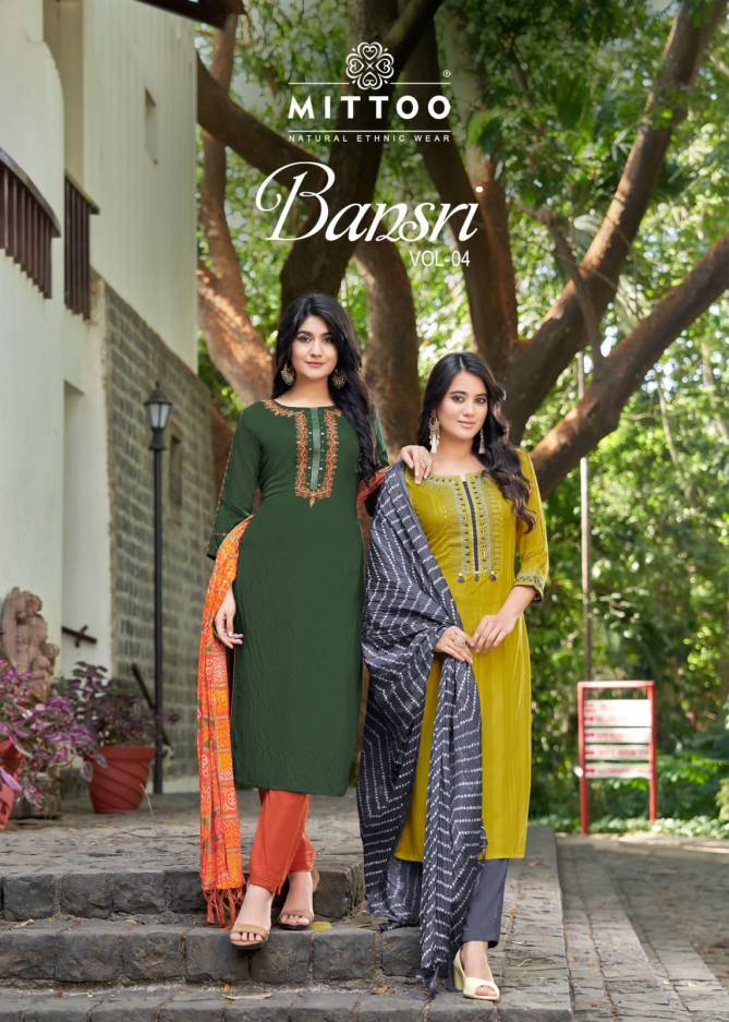 Bansari Vol 4 By Mittoo Rayon Readymade Suits Catalog